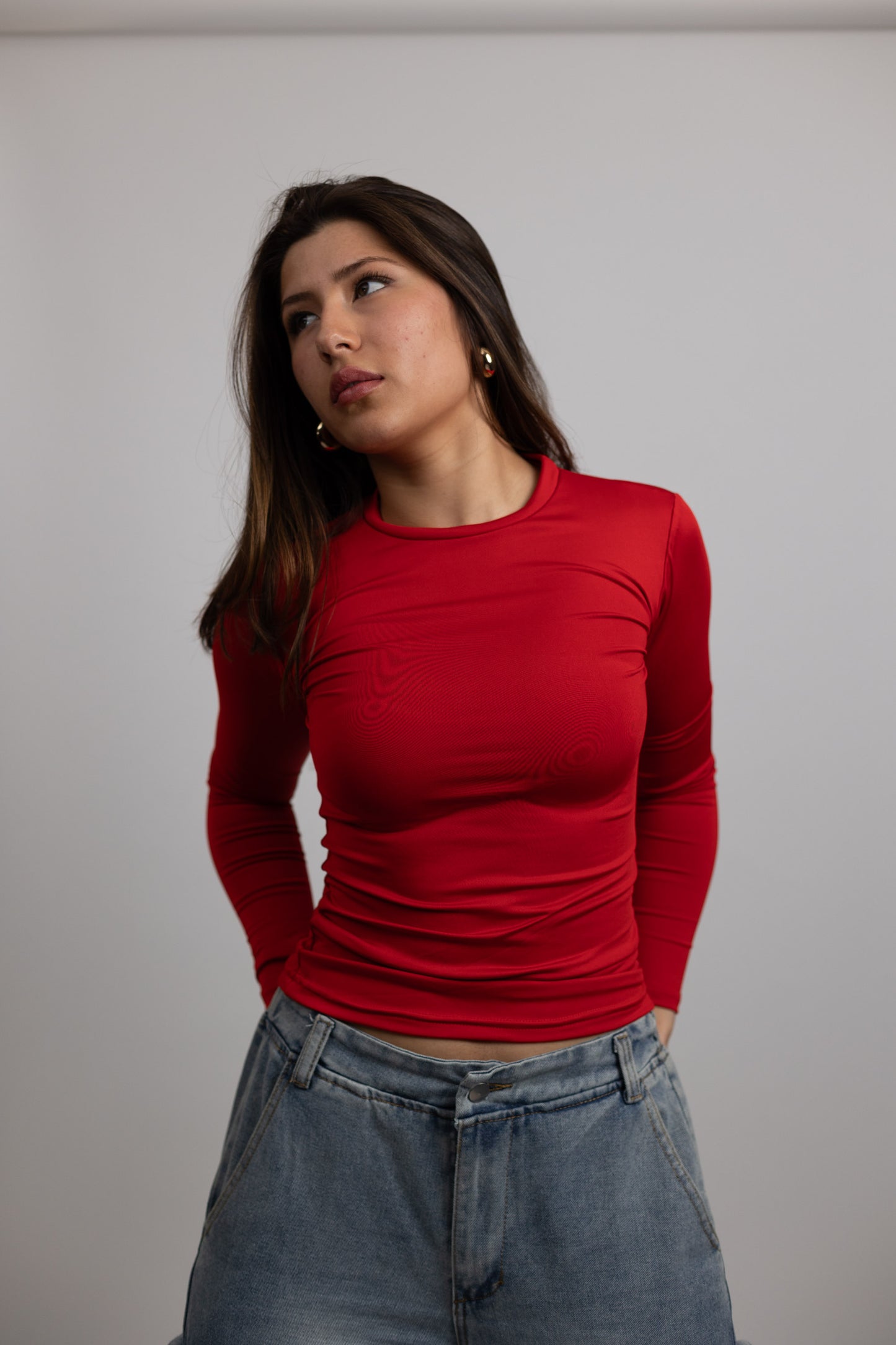 Basic Top Manga Larga Rojo