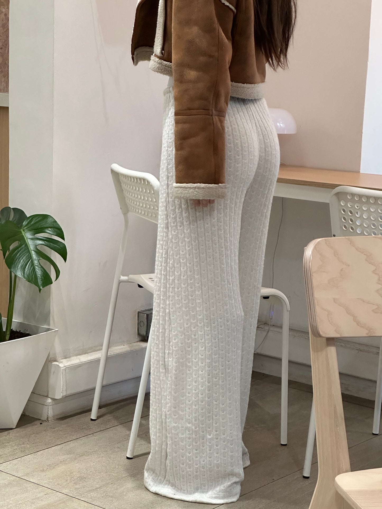 Pantalón Lanilla Tejida Blanco