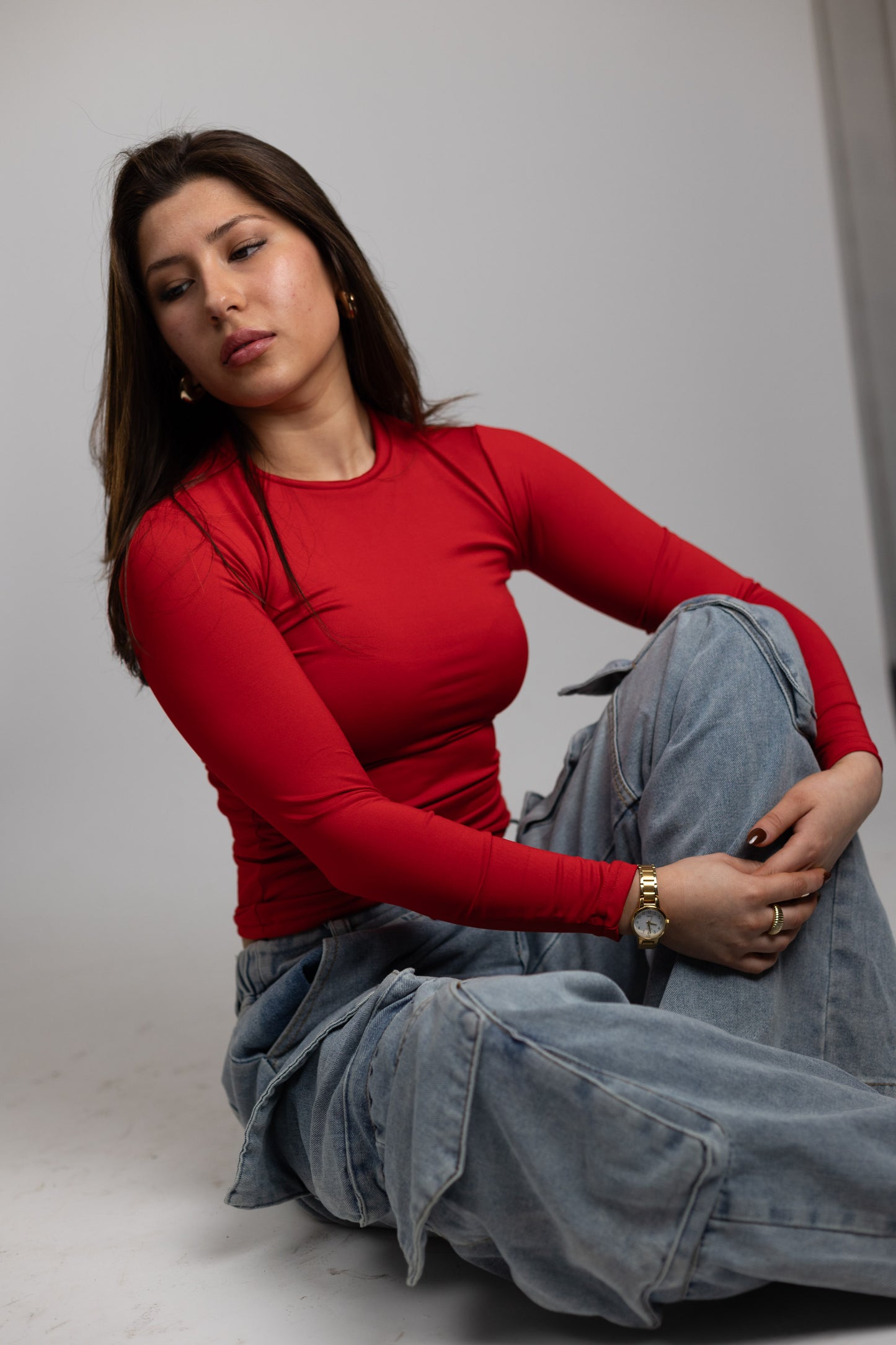 Basic Top Manga Larga Rojo