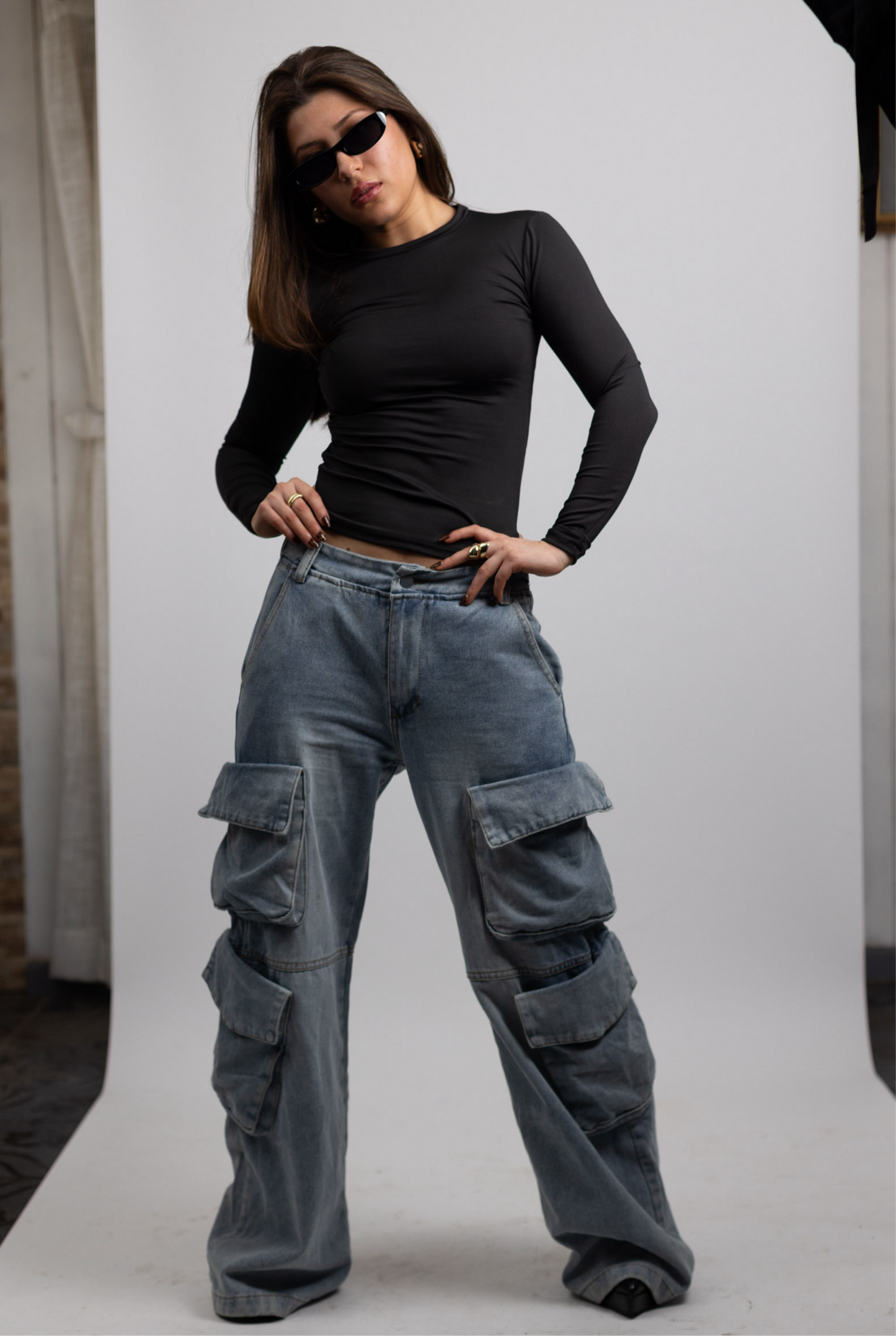 Basic Top Manga Larga Negro