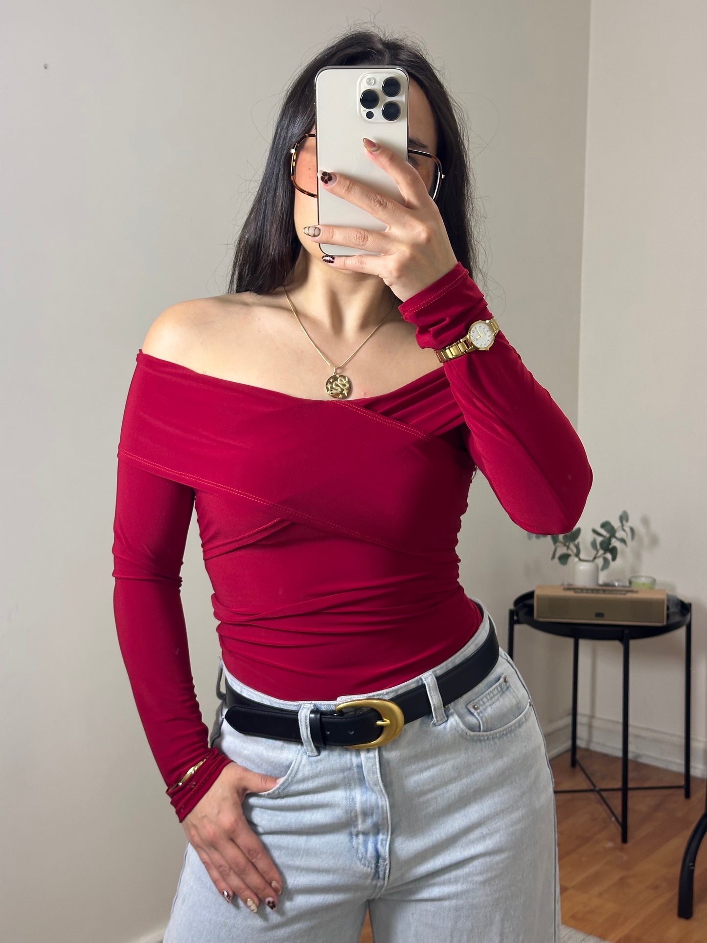Top Cruzado Rojo Vino
