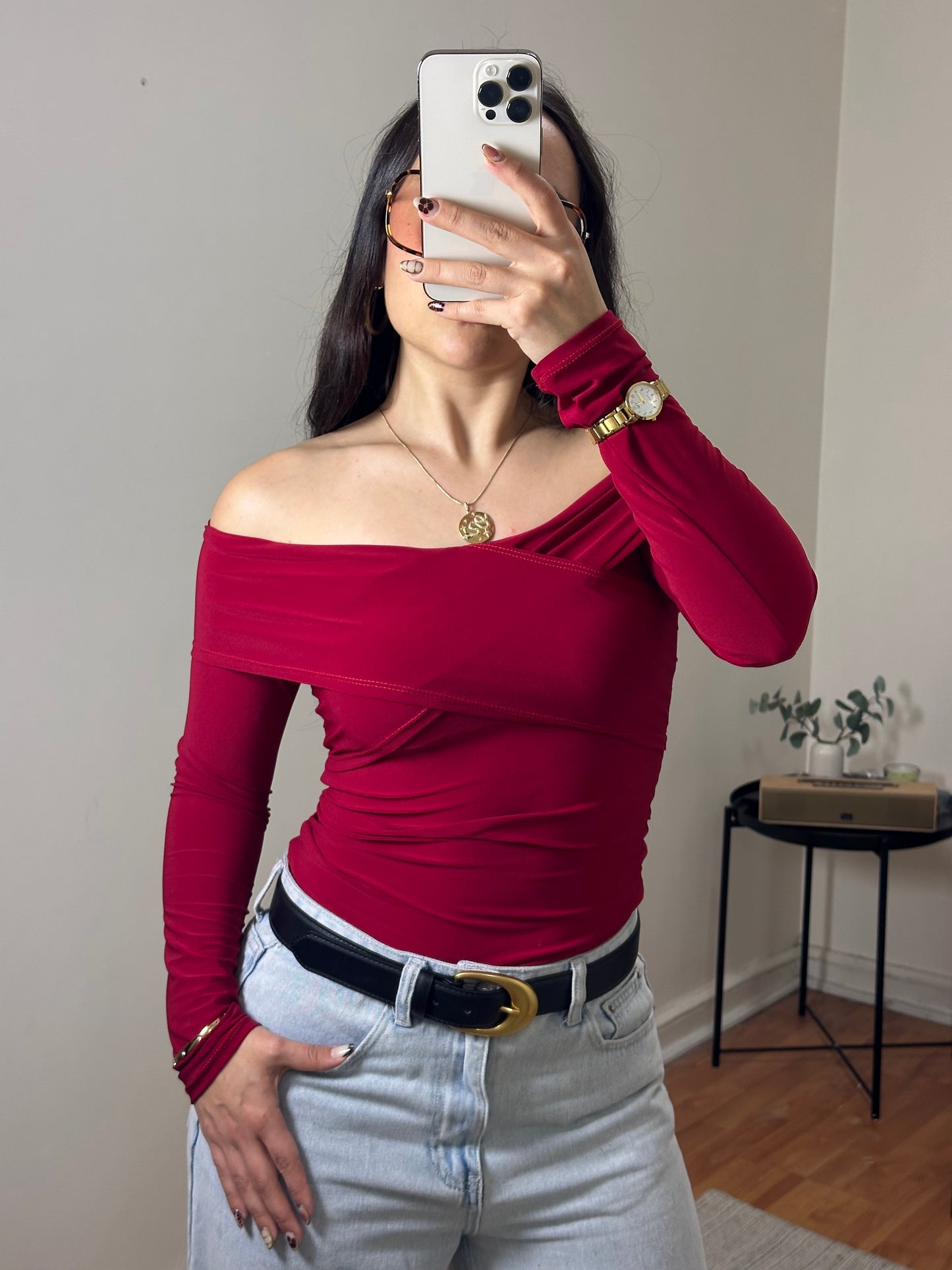 Top Cruzado Rojo Vino